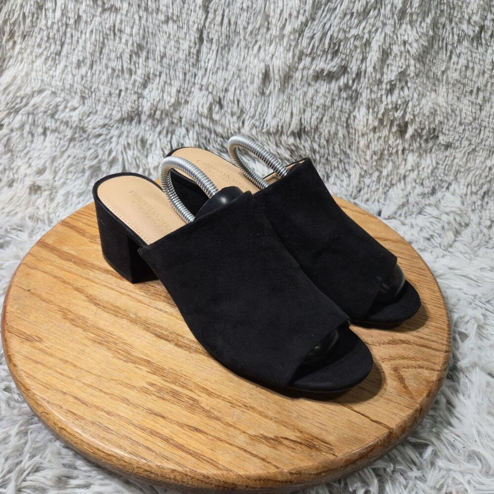 Christian Seriano Black Heels Womens Summer Sandals “Nikolle” Sz 10 Black Fabric